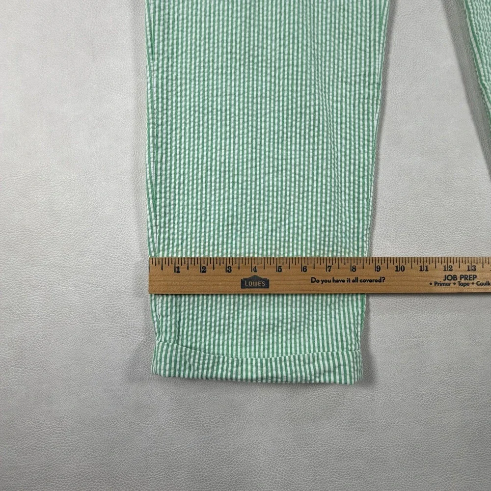 VTG Jos A Bank Mens Green White Seersucker Pleated Pants Striped Trousers 36x32